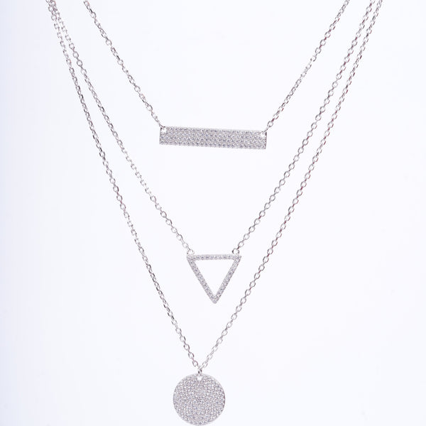 Amee GeoGlow Layered Silver Pendant
