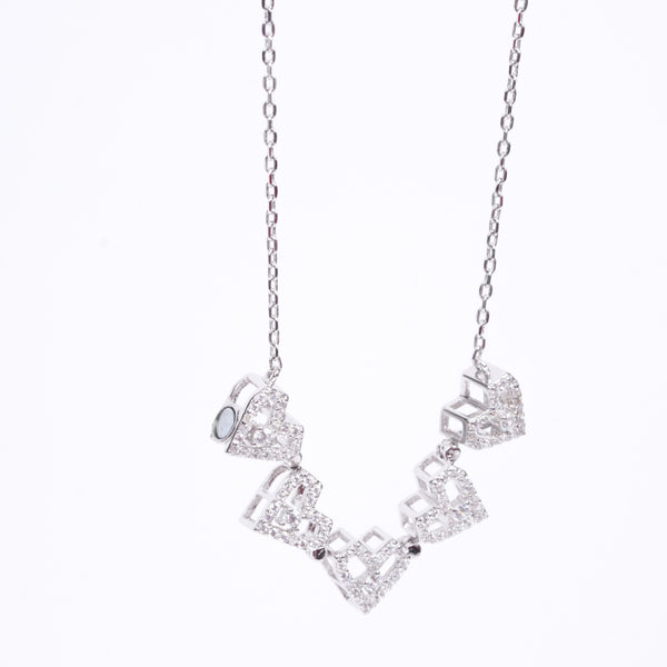 Amee Lace Hearts Silver Necklace