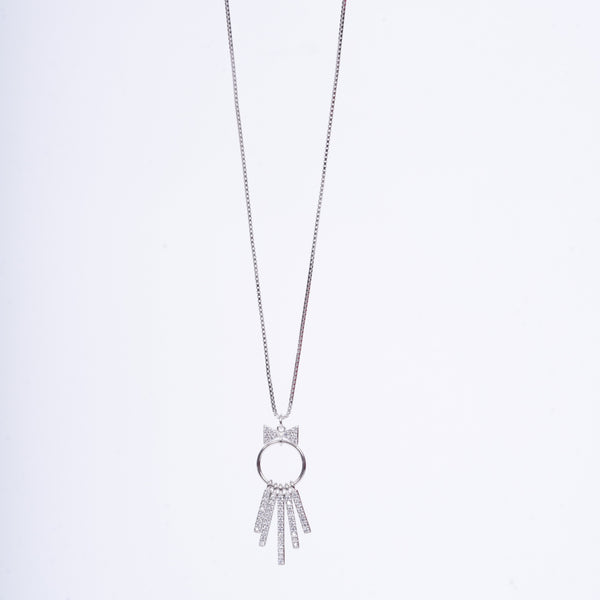 Amee Starlit Bow Silver Pendant