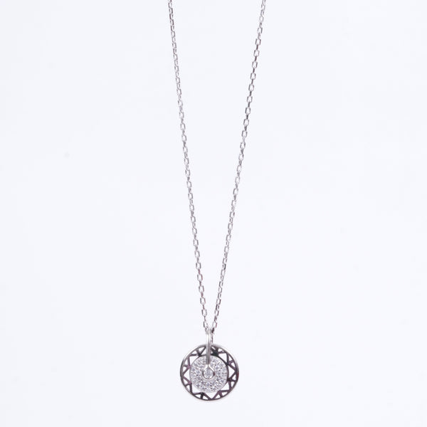 Amee Studded Geometric Sphere Silver Pendant