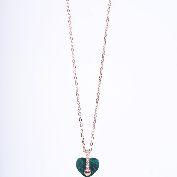 Amee Emerald Heart Silver Necklace