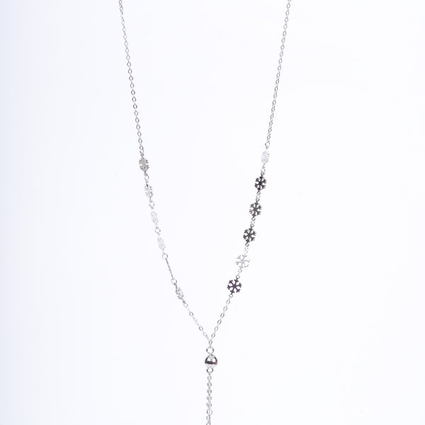 Amee Snowflake Charm Lariat SIlver Pendant