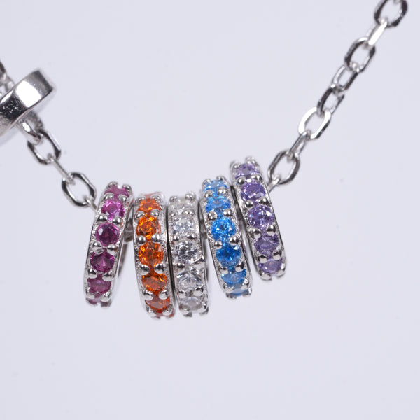 Amee Rainbow Halo Silver Pendant