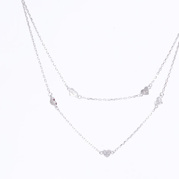 Amee Layered Love Silver Necklace