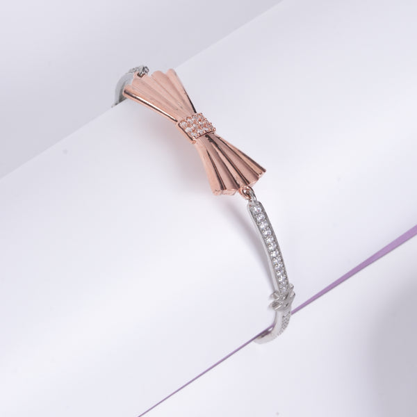 Amee Two Tone Bow Silver Bracelet