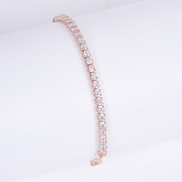 Amee Luminious Link Silver Tennis Bracelet