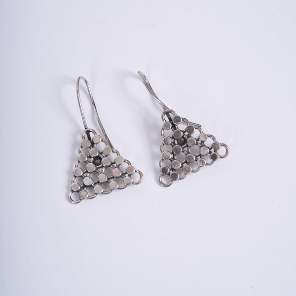 Amee Honeycomb Corner Silver Earrings