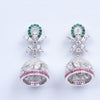 Amee Chic Pink & Green Jhumka Silver Earrings