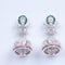 Amee Chic Pink & Green Jhumka Silver Earrings