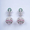 Amee Chic Pink & Green Jhumka Silver Earrings