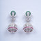 Amee Chic Pink & Green Jhumka Silver Earrings