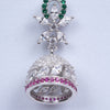 Amee Chic Pink & Green Jhumka Silver Earrings