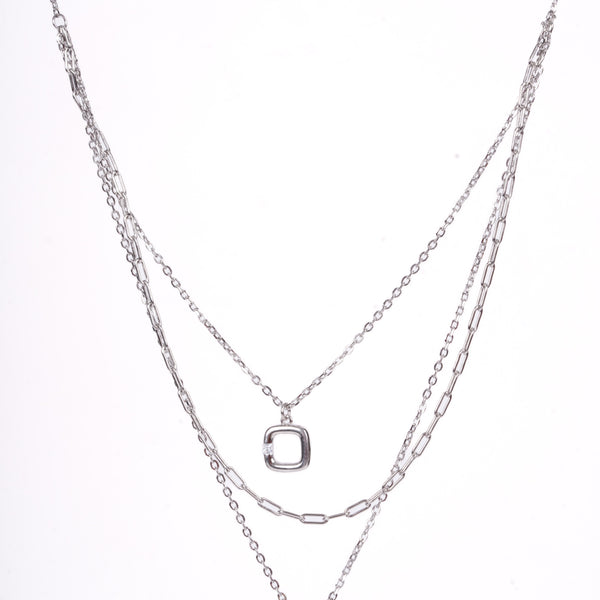 Amee Stacked Spark Silver Necklace
