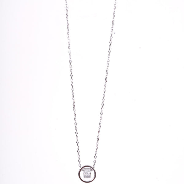 Amee Enclosed Studded Orbit Silver Pendant