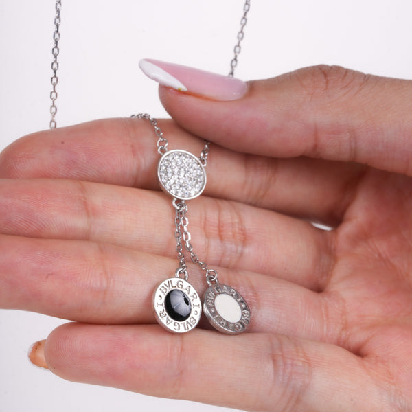 Amee Disc Trio Charm Silver Necklace