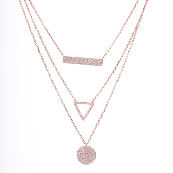Amee Triangle Twinkle Silver Layered Necklace