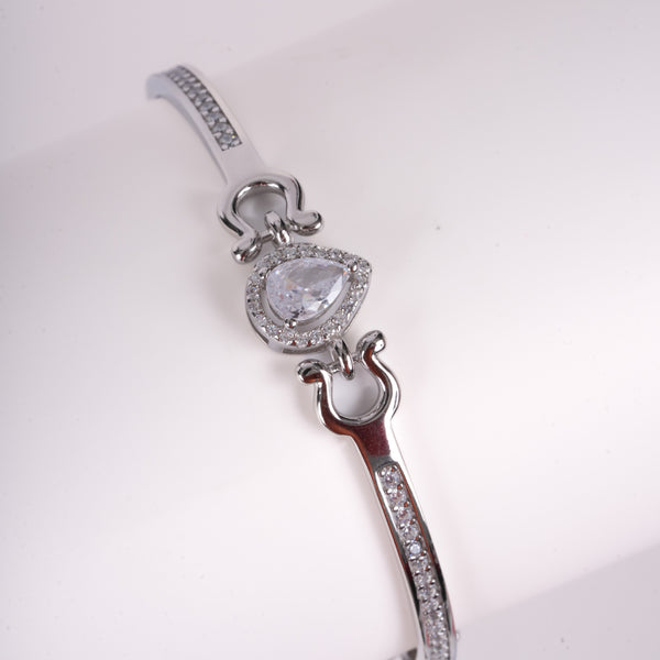 Amee Crystal Lock Charm Silver Bracelet