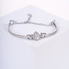 Amee Crystal Lock Charm Silver Bracelet