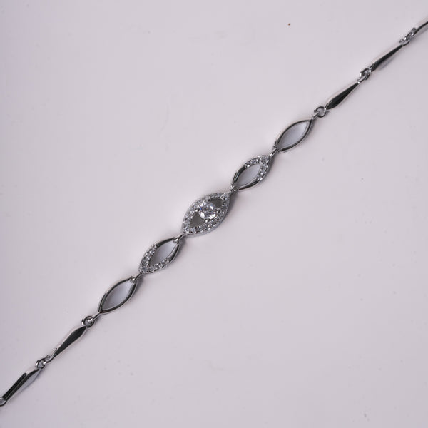 Amee Studded Evil Eye Silver Bracelet