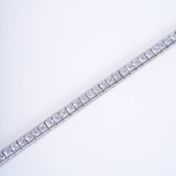 Amee Square Cut Silver Tennis Bracelet