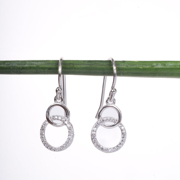 Amee Circle Spark Silver Earrings