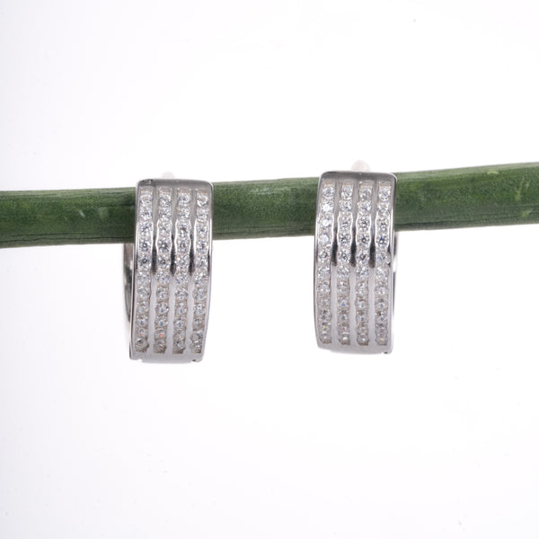 Amee Ice Loop Hoops Silver Earrings