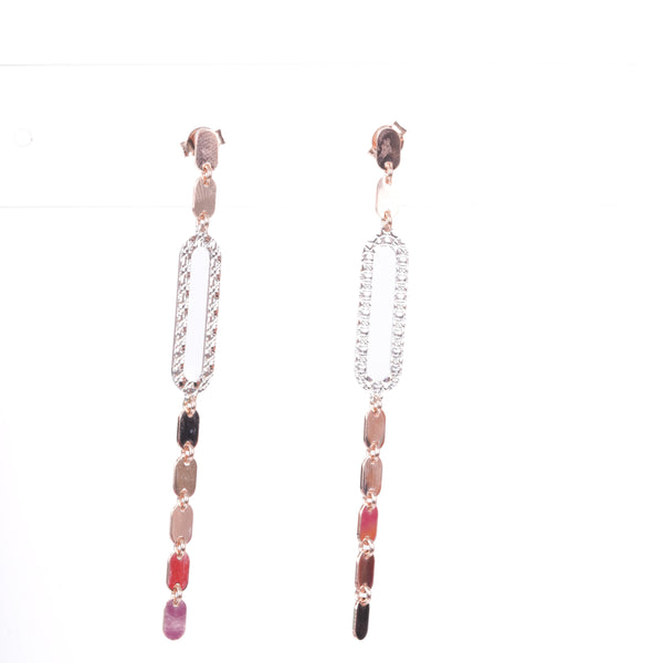 Amee Bronze Bling Dangling Silver Earrings