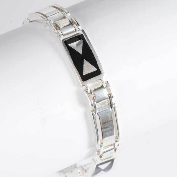 Amee Pyramid Lock Silver Bracelet