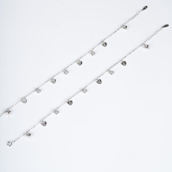 Amee Love Drop Silver Anklets