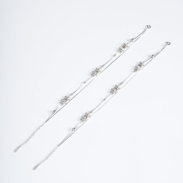 Amee Blossom Loop Silver Anklets