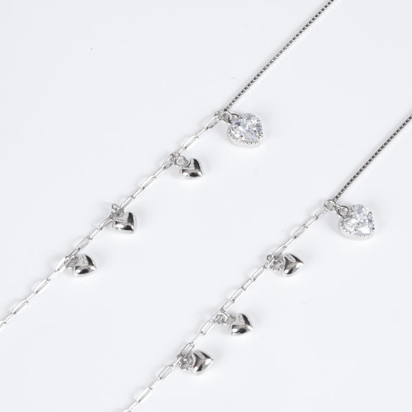 Amee Heartsong Silver Anklets
