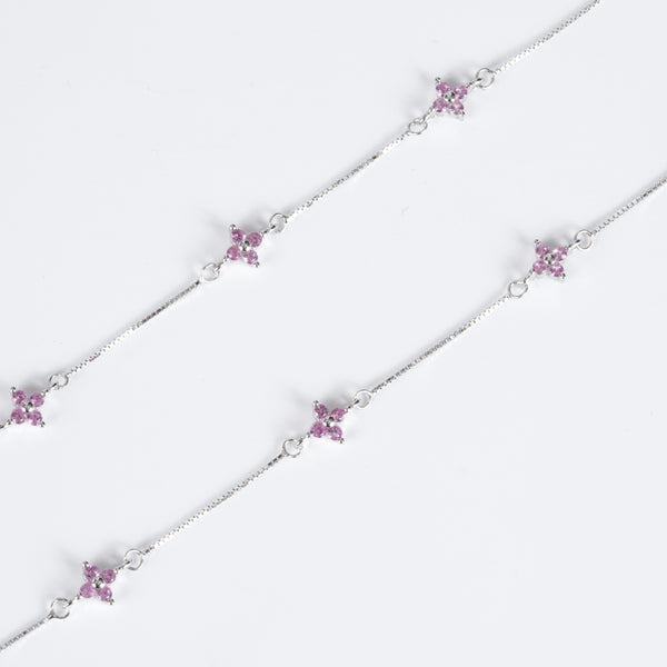 Amee Floral Spark Silver Anklets