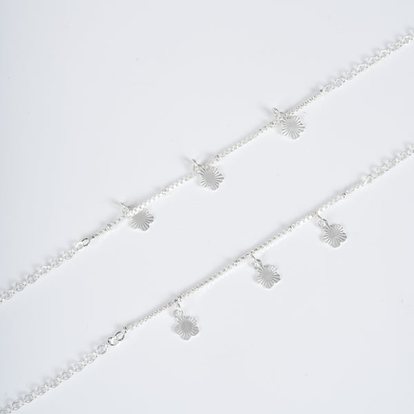 Amee Whispers of Bloom Silver Anklets