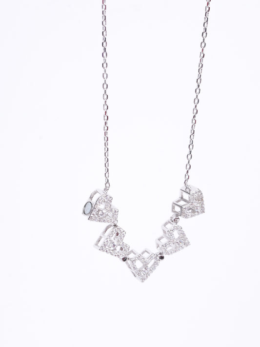 Amee Lace Hearts Silver Necklace