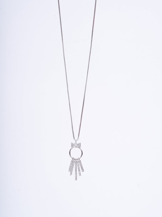 Amee Starlit Bow Silver Pendant