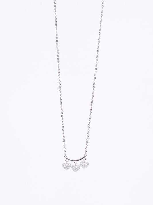 Amee Triple Love Charm Silver Necklace