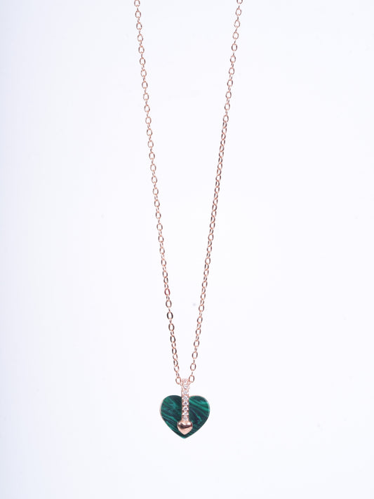 Amee Emerald Heart Silver Necklace