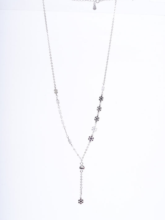 Amee Snowflake Charm Lariat SIlver Pendant
