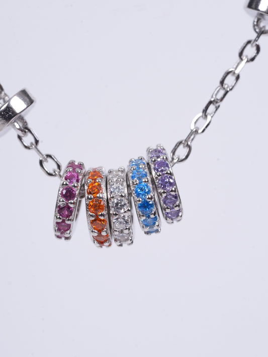 Amee Rainbow Halo Silver Pendant