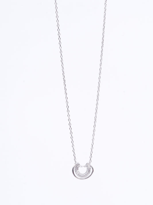 Amee Elegant Arc Silver Pendant