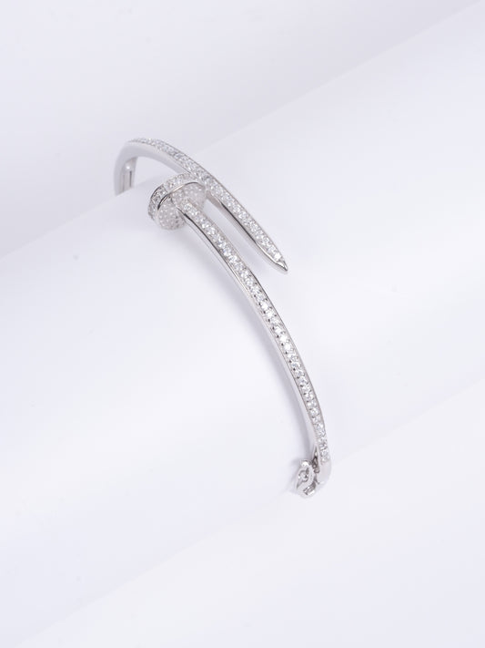 Amee Edged Elegance Silver Bracelet