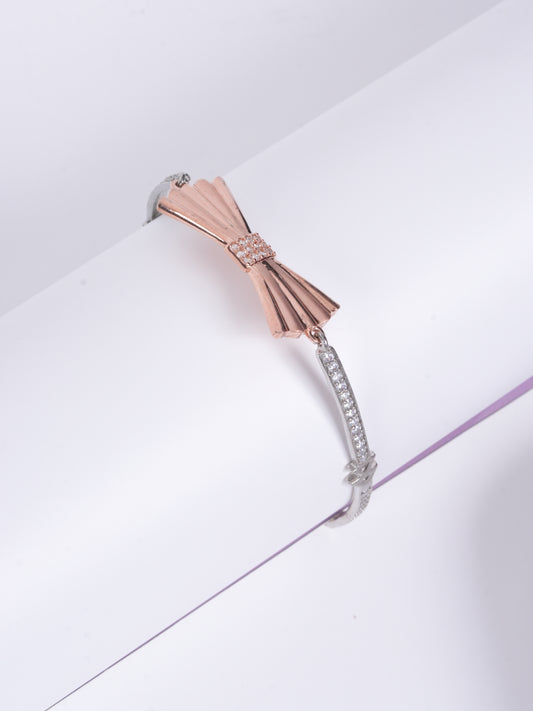 Amee Two Tone Bow Silver Bracelet