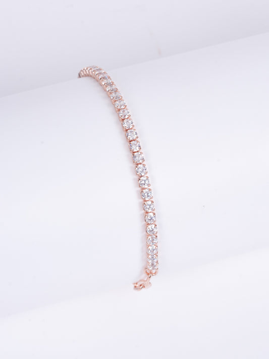 Amee Luminious Link Silver Tennis Bracelet