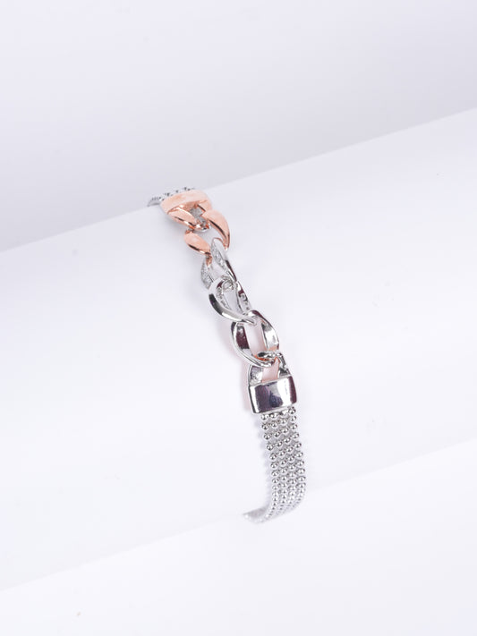 Amee Chunky Two-Toned Lock Link Bracelet