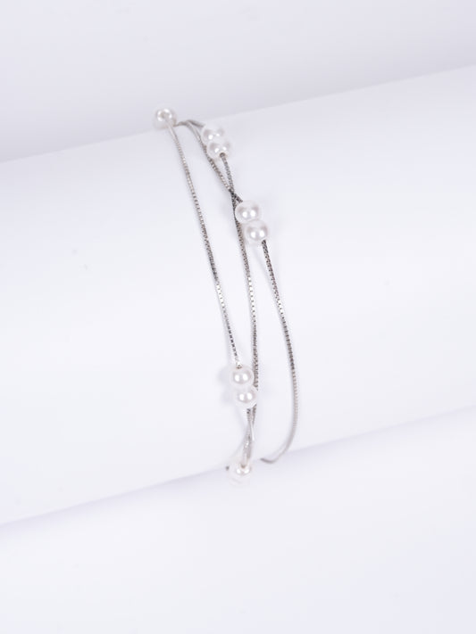 Amee Moonlit Pearls Silver Bracelet