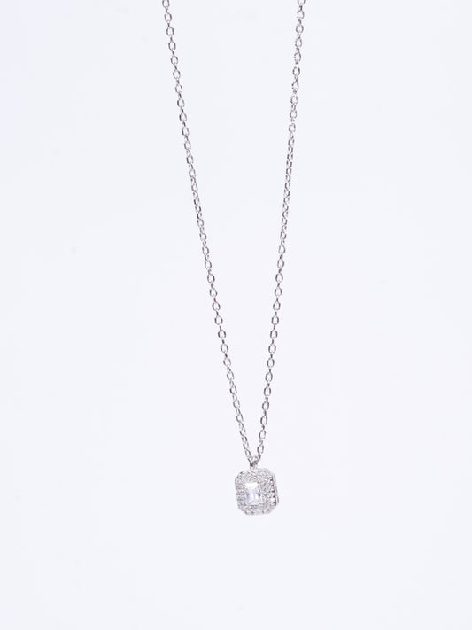 Amee Luxe Solitare Cube Silver Pendant