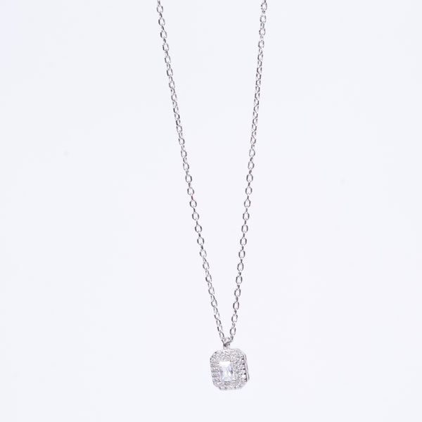 Amee Luxe Solitare Cube Silver Pendant