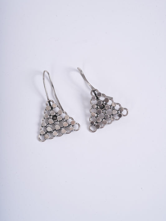 Amee Honeycomb Corner Silver Earrings