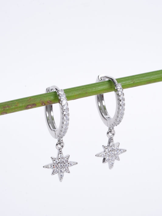 Amee Eight Pointer Silver Star Earrings
