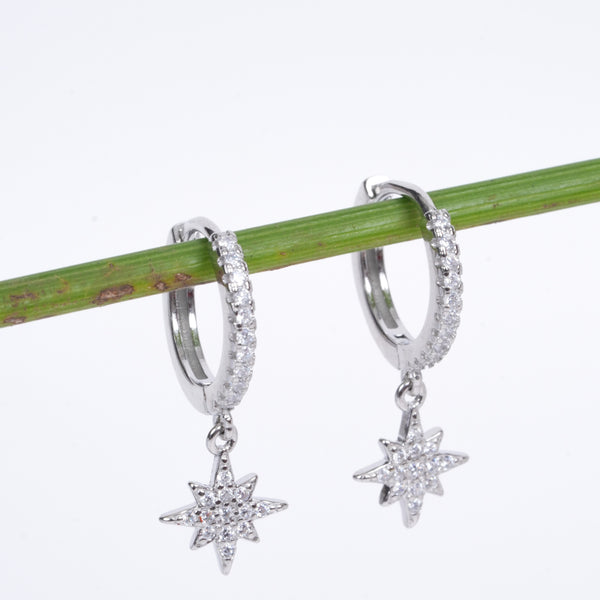 Amee Eight Pointer Silver Star Earrings
